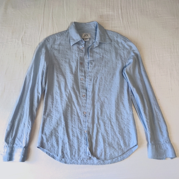 AX Armani Exchange Light Blue Long Sleeve Button Down Shirt - Picture 2 of 7
